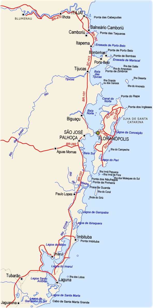 Mapa Litoral Santa Catarina